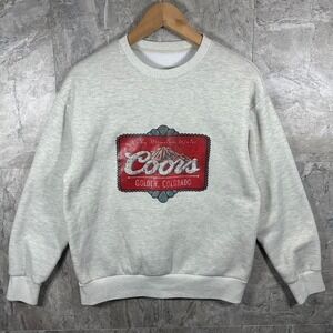 vintage-style grey crewneck sweatshirt Coors Banquet beer Rocky Mountain Water S
